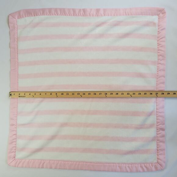 2018 Gymboree Plush Baby Security Blanket Pink White Stripes Satin Trim 30”x30” - Picture 4 of 12